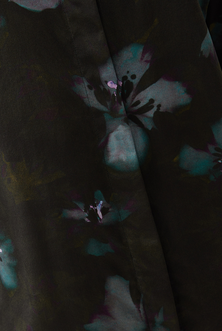 Petrol Floral-Print Silk Shirt
